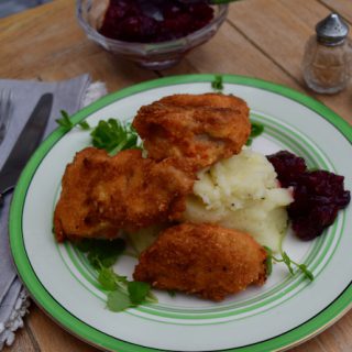 Lentil Coated Turkey Goujons with Quick Cranberry Sauce from Lucy Loves Food Blog